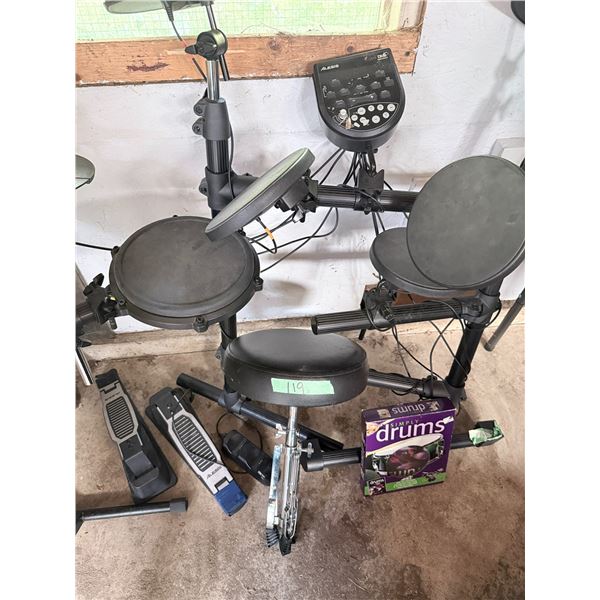 ALESIS DM6 MULTIPLE DRUM PADS, CYMBAL PAD, CONTROL MODULE AND PEDALS ELECTRONIC DRUM KIT