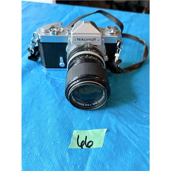 NIKOMAT NIKKOR AUTO 1:3.5 ATTACHED LENS AND SHOULDER STRAP CAMERA LOT