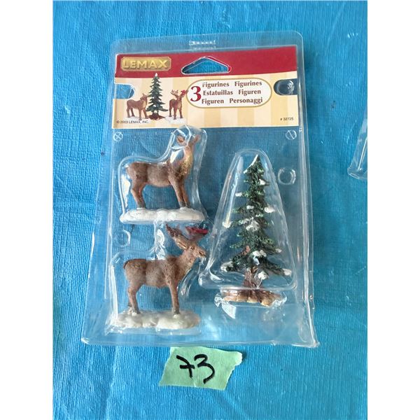 LEMAX #32725 DEER AND SNOW-COVERED TREE HOLIDAY VILLAGE DISPLAY