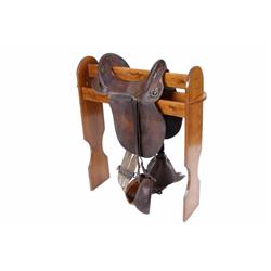 McClellan 1918 Stamped Saddle 11 1/2" seat, complete with cinch, straps, and stirrups. With brass fi