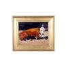 Image 1 : Original Oil on Board Entitled "Buddies" depicting a quail & a white face steer. Signed by noted Ari