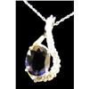 Image 1 : Very High Quality 14K WG Ladies Pendant Custom made, set with a fine oval blue Ceylon color sapphire