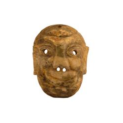 Early Possibly Mayan Jade Mask Showing elaborate detailing. Jade is one piece and shows no breakage.