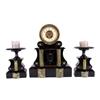 Image 1 : Houget Co. Marble Garnisher Clock Set Black and marble, the French clock pendulum is filled with mer