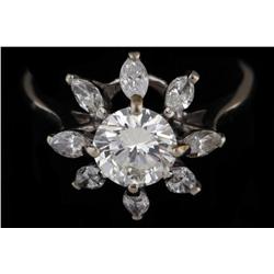 Magnificent Ladies Solitaire with a 1.15 Center VVS round diamond, E-F Color, and 1ct Marquee cut di