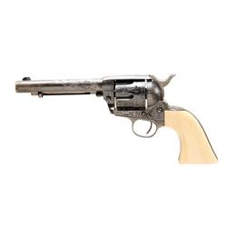 Colt SAA Cal 32-20 SN:277357 Revolver with 5 1/2" BBL, Western style scroll engraved, blued finish, 
