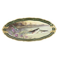 Rare Antique Limoges Porcelain Fish Platter The platter is signed Limoges France on base, measures 2