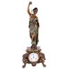 Image 1 : Magnificent French Silk String Swinger statue clock. A fine porcelain dial clock that runs and chime