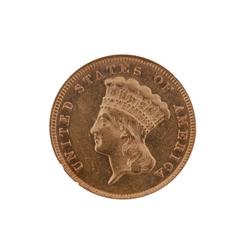 1874 $3 Gold Coin NGC AU/58-RARE