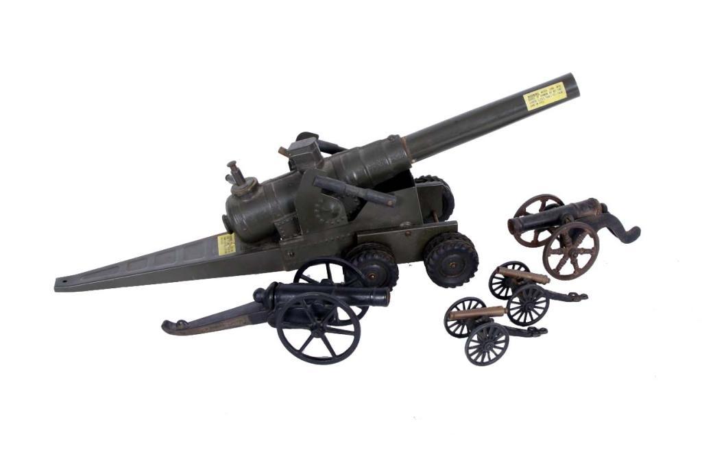Collection of Five Toy Cannons including a fire cracker cannon