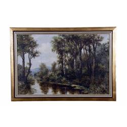 Original Oil on Canvas of a Landscape signed in the lower right hand corner, image size is 36"x24", 