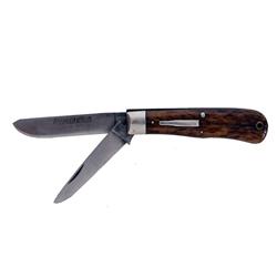 Remington "Bullet Knife" with Two Blades German silver mounts, stag scales, German silver bullet inl