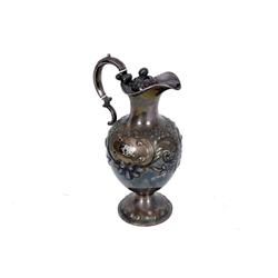 Wine Ewer Hallmarked Sheffield Silver with monogram, floral scrolled pattern.with monogram, floral s
