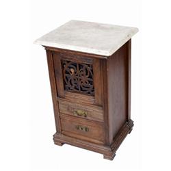 Victorian Marble Top Side Table with 2 drawers. 29 H X 19 W X 16  deep. In overall fair condition. N