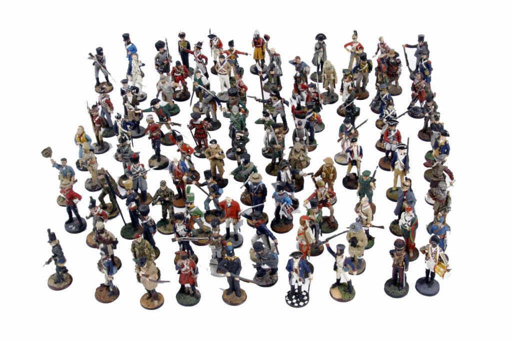Large Collection of Pewter Toy Soldiers from Waterloo Regimens and