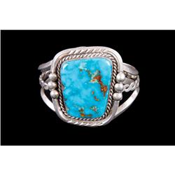 Old Pawn Ladies Turquoise Cuff Bracelet Set in silver signed on back.Set in silver signed on back.