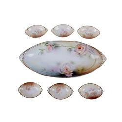 Prussian "Royal Rudolstadt" Celery Salt Set antique porcelain, 7 pieces in total.antique porcelain, 