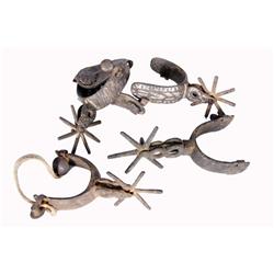 Lot of Two Pair of Antique Mexican Spurs late 19th-early 20th century showing wear and rust from the