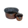 Image 1 : Collection of Two Very Early American Copper cooking pots. One measures 9" in diameter. The other me