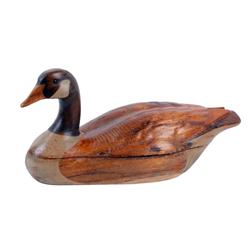 Hand Carved Canadian Goose Decoy with black eyes, signed R B Lewis, 5/30/79.with black eyes, signed 