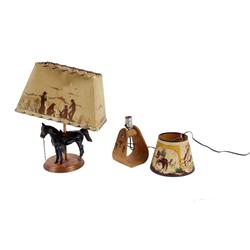 Pair of 1950s Western Lamps 1 is a horse and the other is a stirrup bearing the "YO" ranch brand.1 i