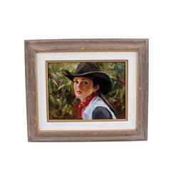 Original Oil on Linen by Chris Saper Entitled "Red Kerchief", signed lower right hand corner, image 