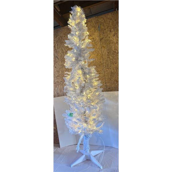 White artificial Christmas tree - pre lit