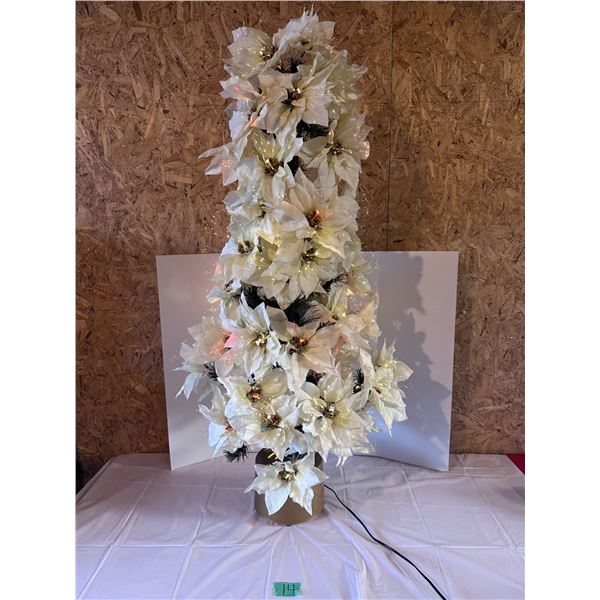 Christmas tree ornament lights up - silk flowers, fibreoptic