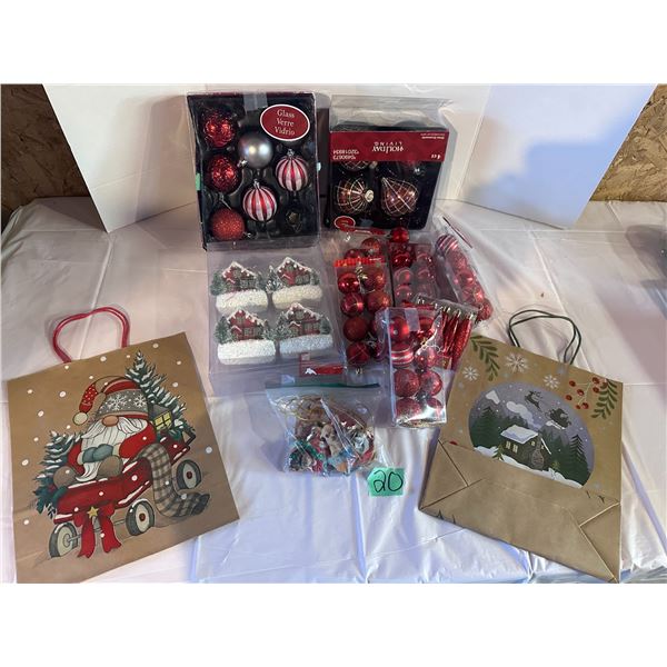 Christmas ornaments in red and white