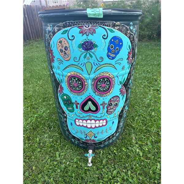 Hand painted large 50 gallon barrel