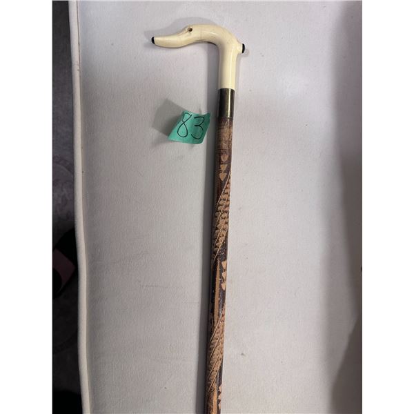 Folk art polar bear walking cane
