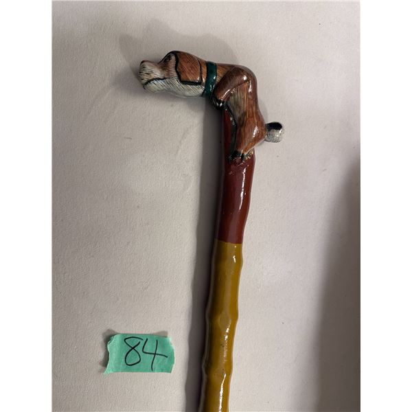Folk art dog walking cane