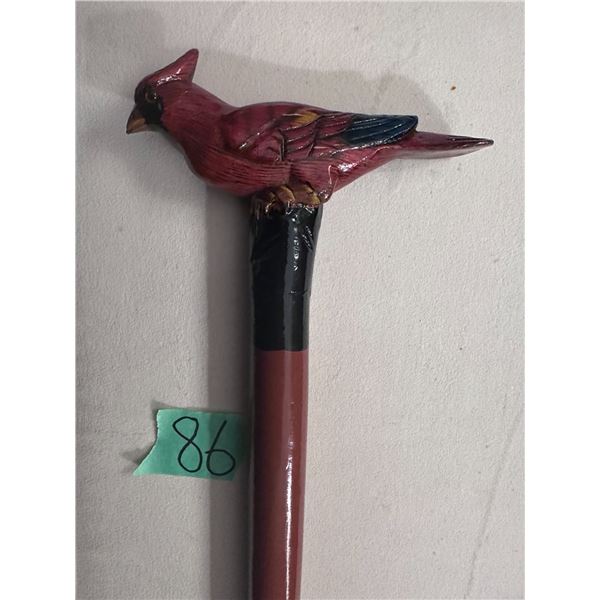 Folk art cardinal walking cane