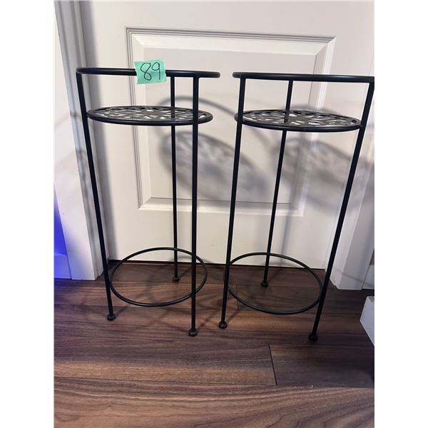 2 Black metal plant stands