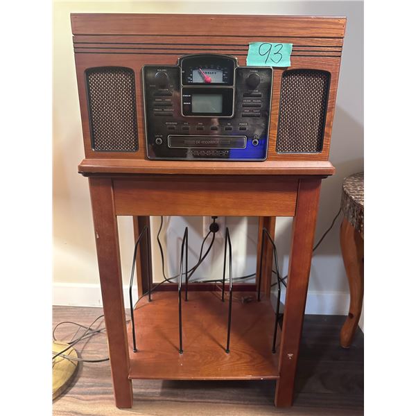 Radio with CD recorder with built in record player to record your LPs onto CDs, with stand that hold