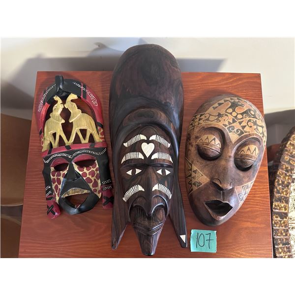 3 - Wooden Orante wall masks
