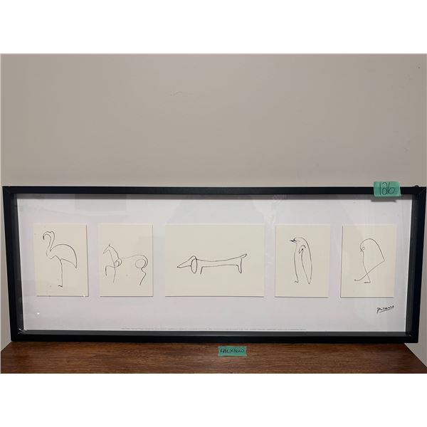 Framed art featuring 5 Picaso prints