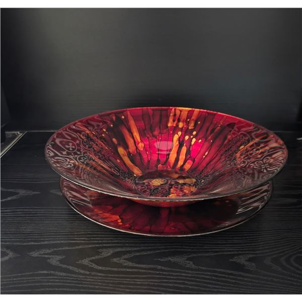 Art glass bowl and plate - 16Wx4H