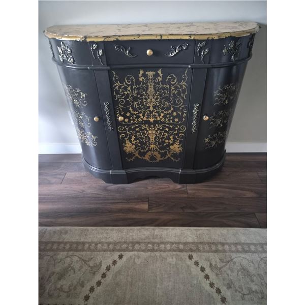 Hand painted hall table with gold leaf top - 43wx14dx35h
