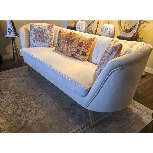 White velvet sofa by Tiberius 88"