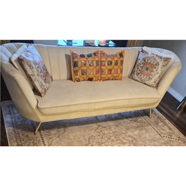 White velvet sofa by Tiberius 88"
