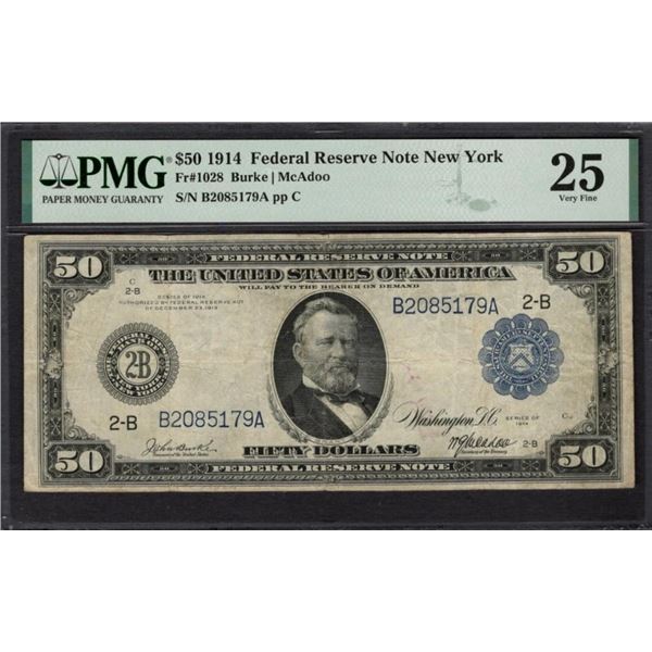 1914 $5 New York FRN PMG 25