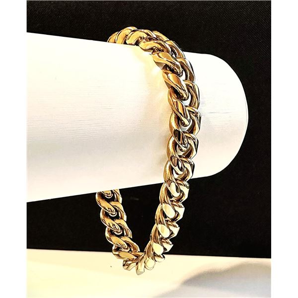 Huge 63.5 Gram 14 Kt Yellow Gold Plate Cuban Curb Link Bracelet