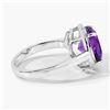 Image 4 : Plated Rhodium 3.30ct Amethyst and Lab Diamond Ring