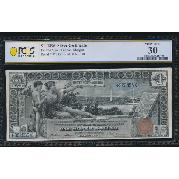 1896 $1 Educational Silver Certificate PCGS 30
