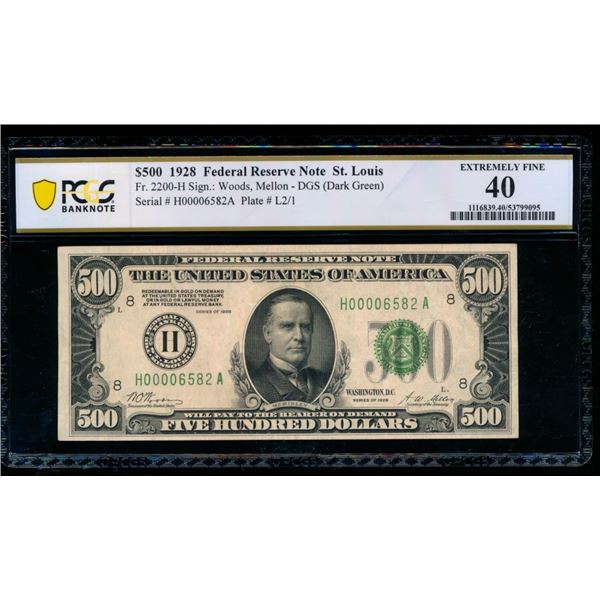 1928 $500 St Louis FRN PCGS 40