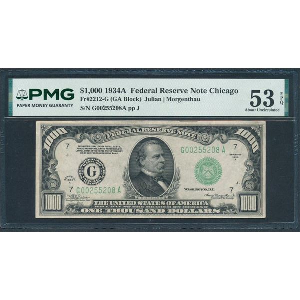 1934A $1000 Chicago FRN PMG 53EPQ