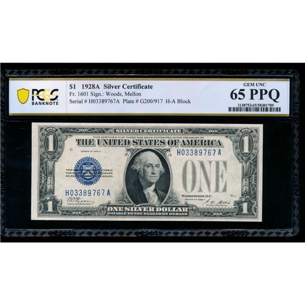 1928A $1 Silver Certificate PCGS 65PPQ
