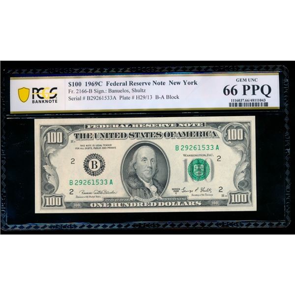 1969C $100 New York FRN PCGS 66PPQ