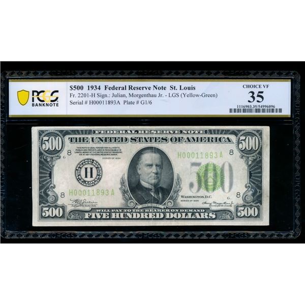 1934 $500 St Louis FRN PCGS 35